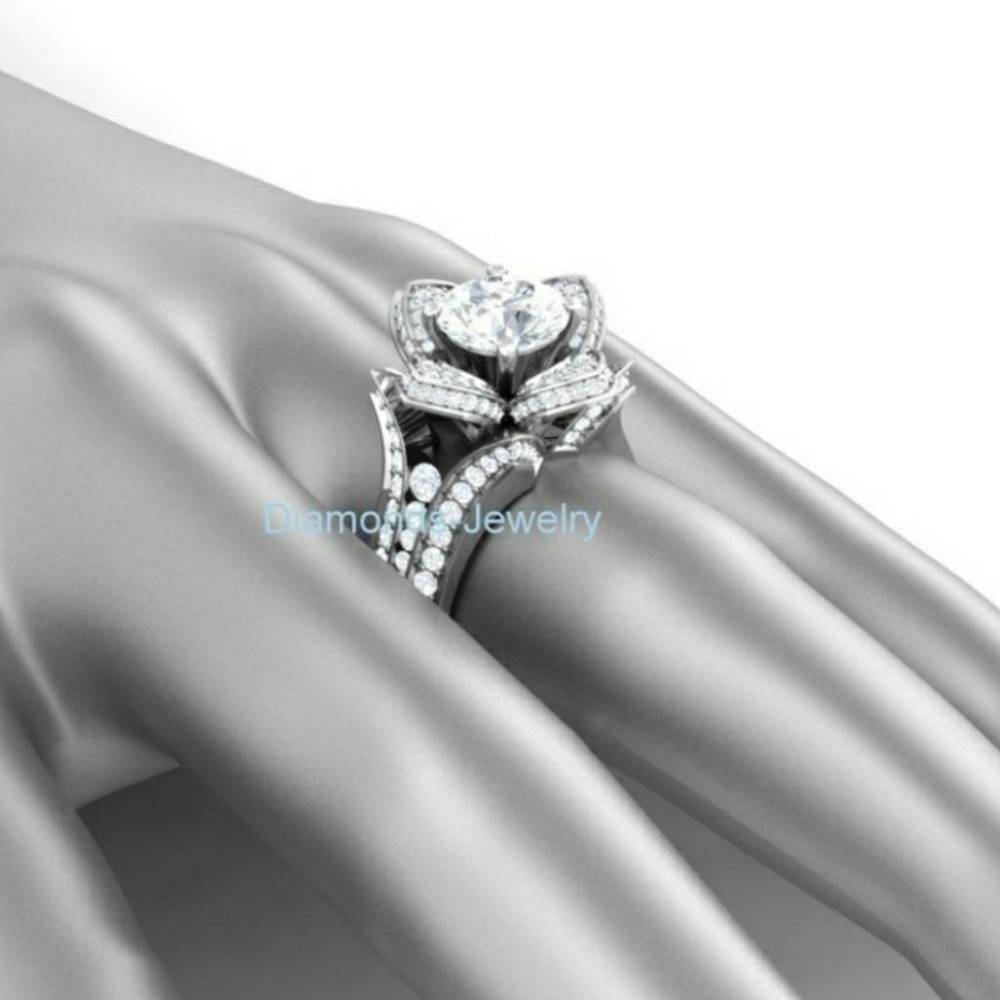 Diamond Rose ' 925 statement ring - Picture 3 of 3
